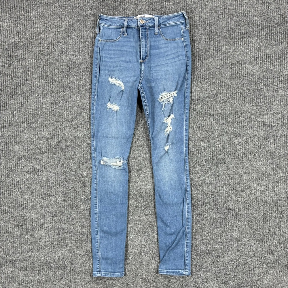 Hollister Curvy High Rise Jean Legging Size 3R Blue Distressed Advance Stretch